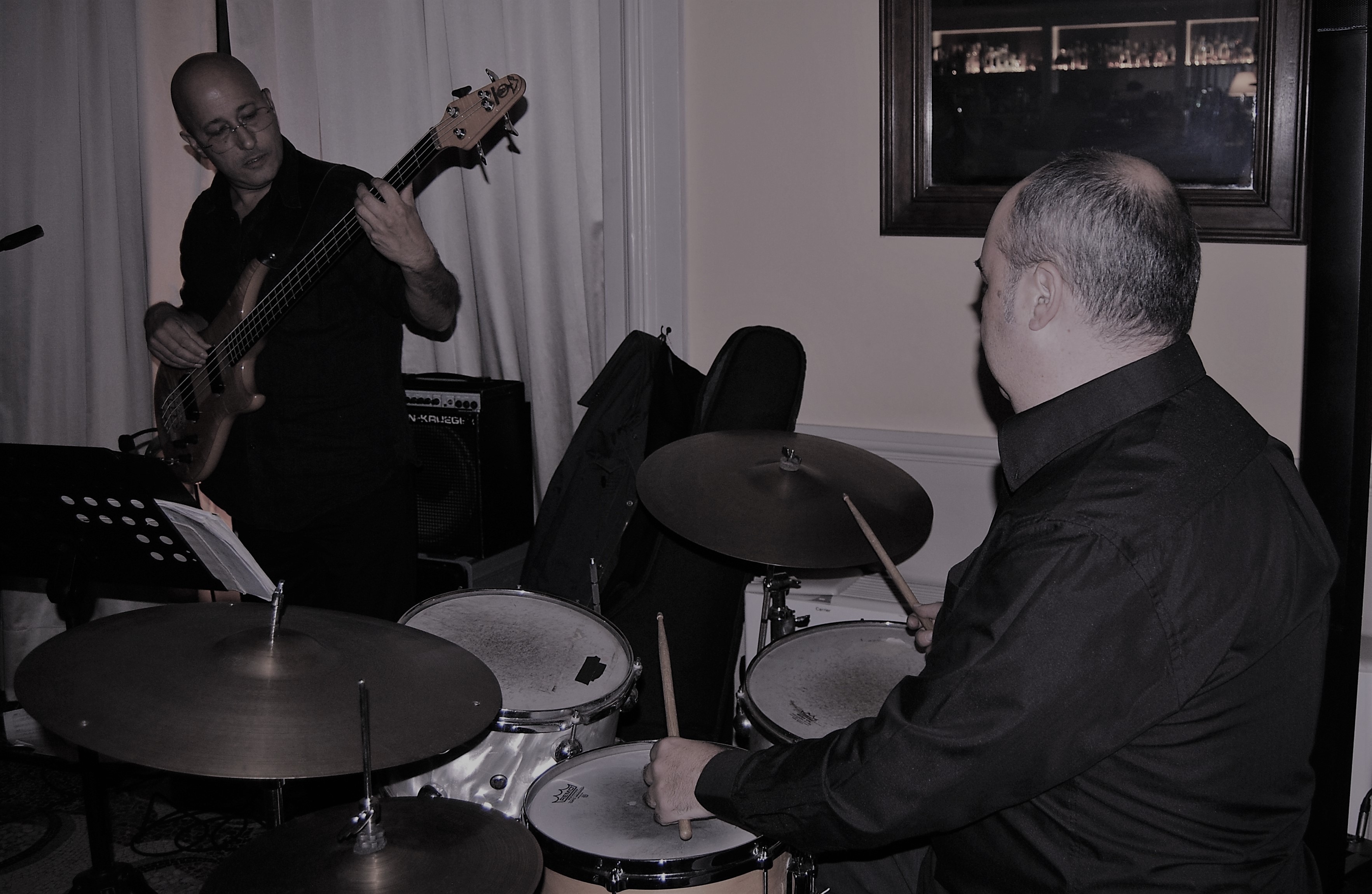 Left to Right, Nicola Pisano and Michele Piemontese at Jazz on the wather, Como Italy
